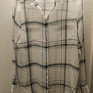 Womens Plaid Shirt - White and Green